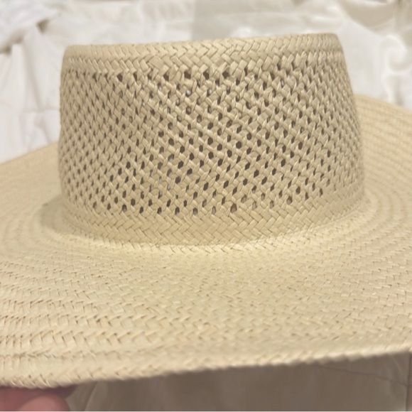 NWT J. Crew Open Weave Straw Hat sz M/L Natural Straw Color - Picture 3 of 6